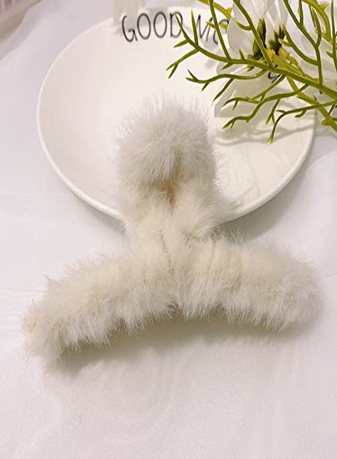 Kemaily 4 PACK Hair Claw Clips, 4.3 inch Plush Hair Clips, Large Fur Hair Catch, Hair Gippers for Women Half Bun Hairpins for Daily,Parties, 4 Count (Pack of 1) - Image 3