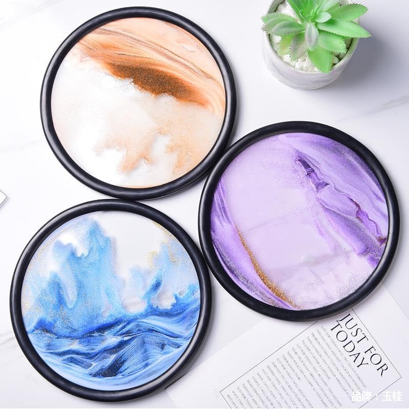 MIUVA Moving Sand Art PictureQuicksand Painting Round Glass Sandscapes 3D Deep Sea Sand Art 7 inch Orange - Image 4