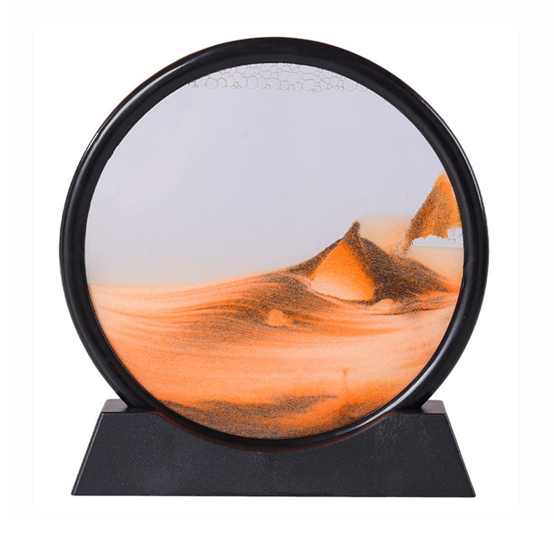 MIUVA Moving Sand Art PictureQuicksand Painting Round Glass Sandscapes 3D Deep Sea Sand Art 7 inch Orange - Image 1