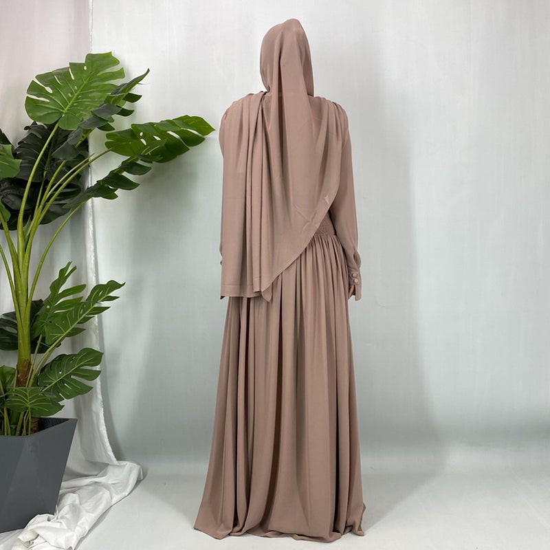 monica fashion New Fashion Kaftan Chiffon Dress With Headscarf - Image 4