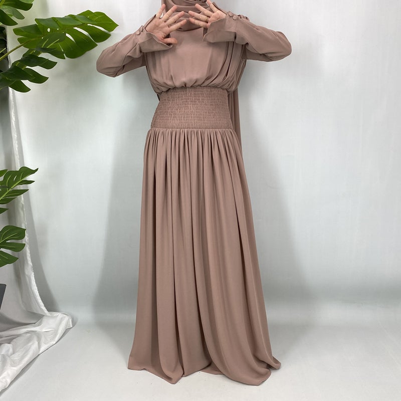 monica fashion New Fashion Kaftan Chiffon Dress With Headscarf - Image 5