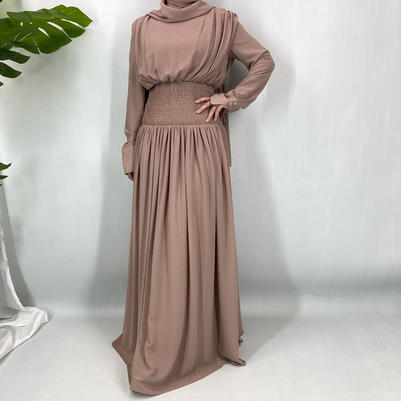 monica fashion New Fashion Kaftan Chiffon Dress With Headscarf - Image 3