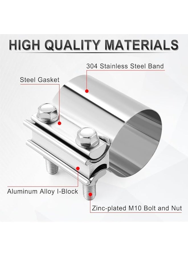2.5 "Exhaust Clamp 304 Stainless Steel Heavy-Duty Lap Joint Band Clamp Used for Mufflers Catalytic Converters Exhaust Pipes 1 Pack - Image 3