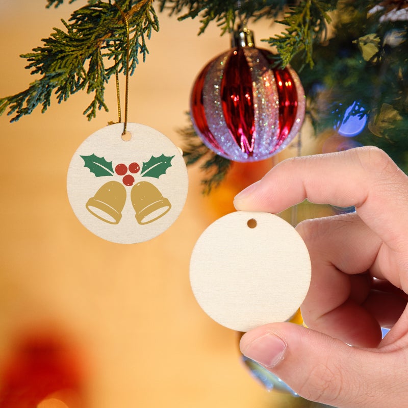 200 Pcs Blank Round Wood Slices Natural Wood Slices Unfinished Wood Slices Plant Label Pendants - Image 5