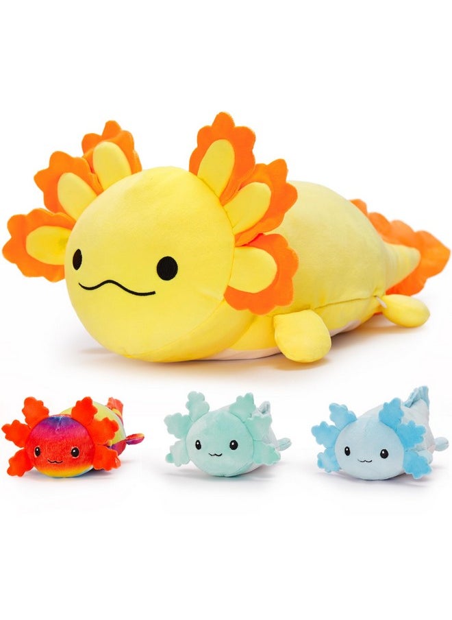 MaoGoLan MaoGoLan 4Pcs Giant Axolotl Plush with 3 Babies Inside-23.5" Large Ultra Soft Axolotl Stuffed Animals Throw Pillow-Squishy Stuffed Axolotl Plush Collection Gift for Axolotl Lover,Kids,Teens,Yellow  - Image 1