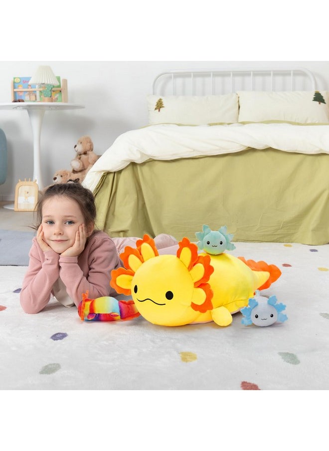 MaoGoLan MaoGoLan 4Pcs Giant Axolotl Plush with 3 Babies Inside-23.5" Large Ultra Soft Axolotl Stuffed Animals Throw Pillow-Squishy Stuffed Axolotl Plush Collection Gift for Axolotl Lover,Kids,Teens,Yellow  - Image 4