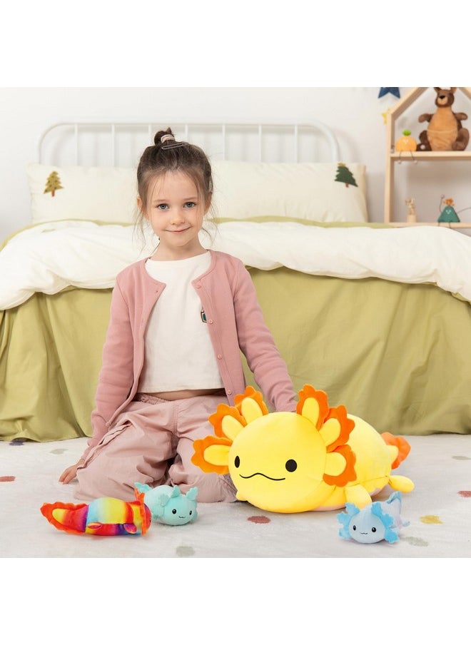 MaoGoLan MaoGoLan 4Pcs Giant Axolotl Plush with 3 Babies Inside-23.5" Large Ultra Soft Axolotl Stuffed Animals Throw Pillow-Squishy Stuffed Axolotl Plush Collection Gift for Axolotl Lover,Kids,Teens,Yellow  - Image 5