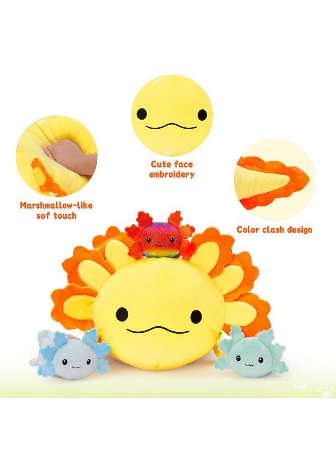 MaoGoLan MaoGoLan 4Pcs Giant Axolotl Plush with 3 Babies Inside-23.5" Large Ultra Soft Axolotl Stuffed Animals Throw Pillow-Squishy Stuffed Axolotl Plush Collection Gift for Axolotl Lover,Kids,Teens,Yellow  - Image 3