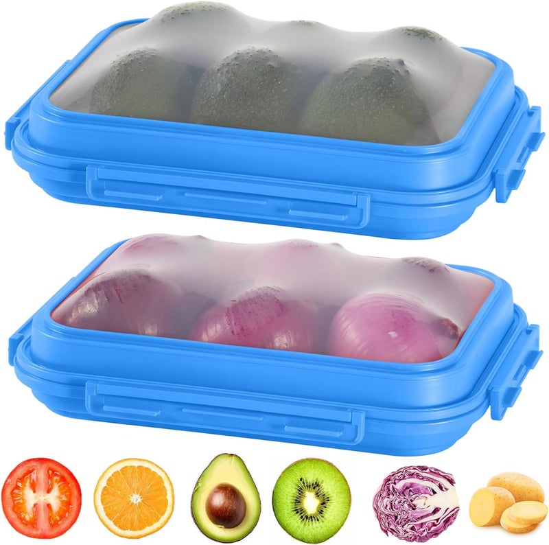 Mage Crab 2-Piece Airtight Food Storage Containers Set – Avocado Saver, Onion Keeper, Silicone Kitchen Organizers for Fridge, Reusable & Leak-Proof to Lock in Freshness K05-dark blue - Image 2
