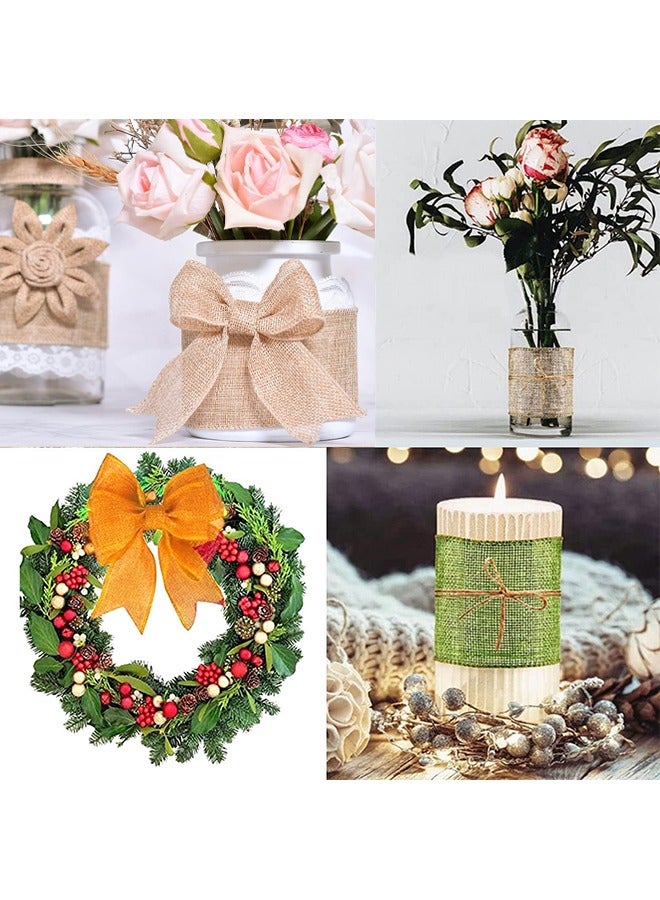3 Rolls Craft Ribbon Wrapping Burlap Ribbon Natural Orange Olive Green Jute Crafts Ribbon For Wedding Gifts Fabric DIY Packing Vintage Wedding Party Decoration Colorful Satin Ribbon 3M*6CM - Image 4