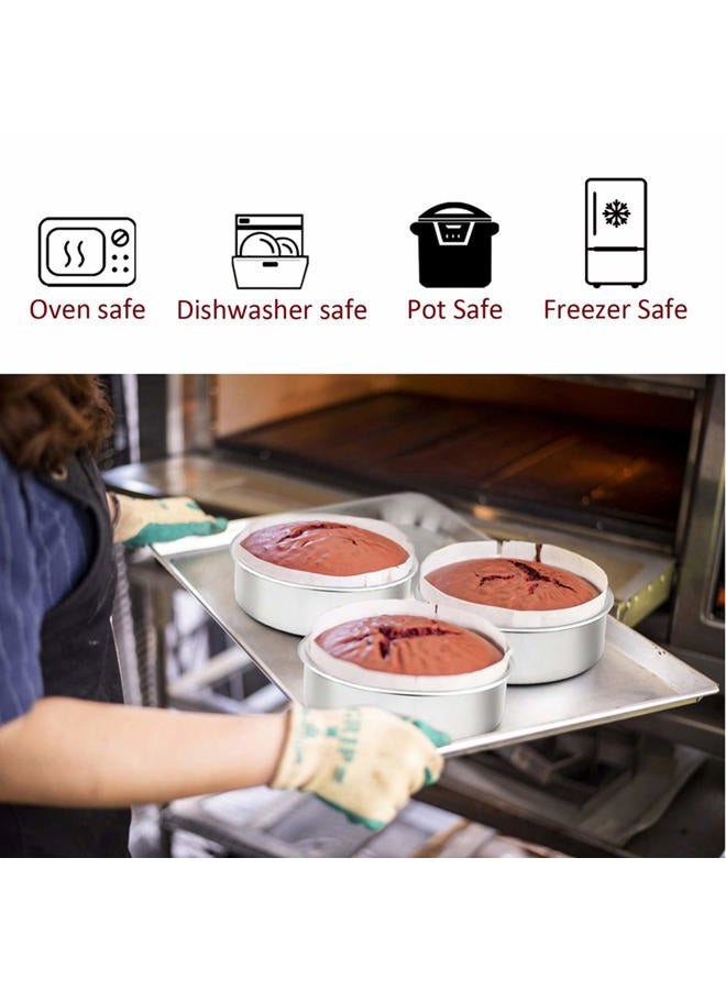TeamFar طقم صينية كعكة دائري 6 بوصة من تيمفار، طقم صواني خبز من الفولاذ المقاوم للصدأ، يناسب طنجرة الضغط وقلاية الهواء، صحي وخالي من المواد السامة، تشطيب مرآة وقوي، آمن في الفرن وغسالة الصحون - مجموعة من 3 - Image 3