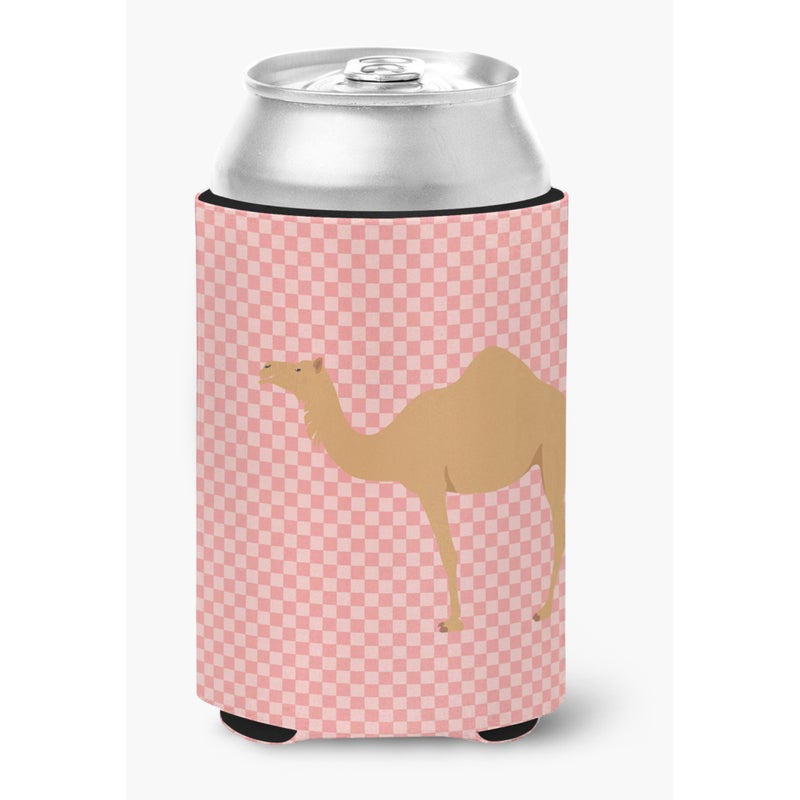 Caroline's Treasures ""Caroline's Treasures Arabian Camel Dromedary Pink Check Decorative Can Hugger  Multicolor"" 