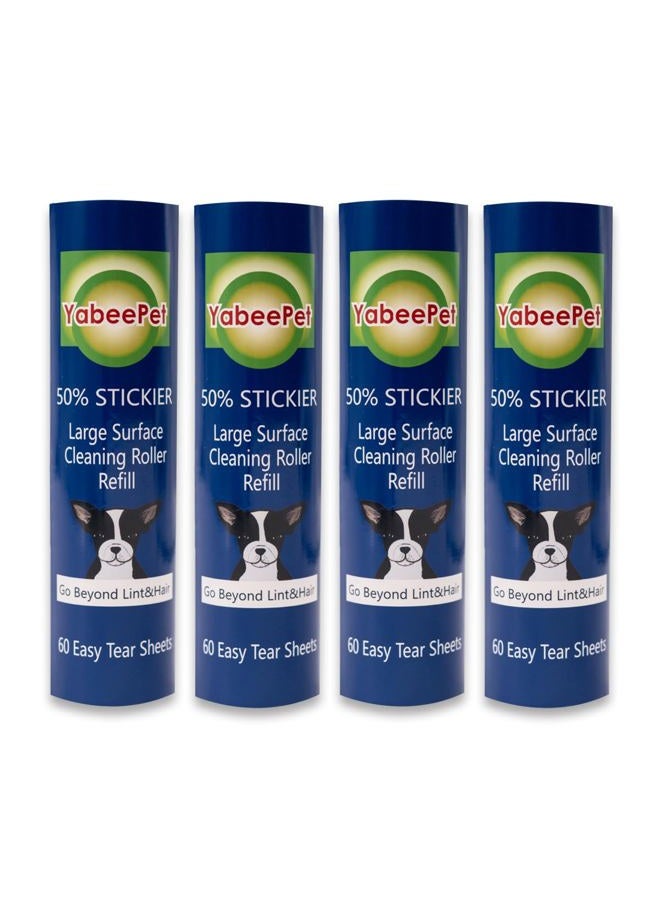 YabeePet Large Surface Roller Refill for Scotch-Brite 50% Stickier Lint Roller, Works Great On Pet Hair (60 Sheets per Roll, 4 Pack) - Image 1