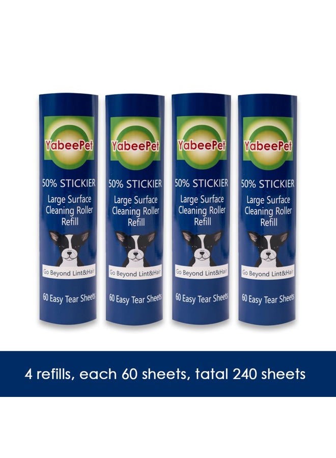 YabeePet Large Surface Roller Refill for Scotch-Brite 50% Stickier Lint Roller, Works Great On Pet Hair (60 Sheets per Roll, 4 Pack) - Image 2