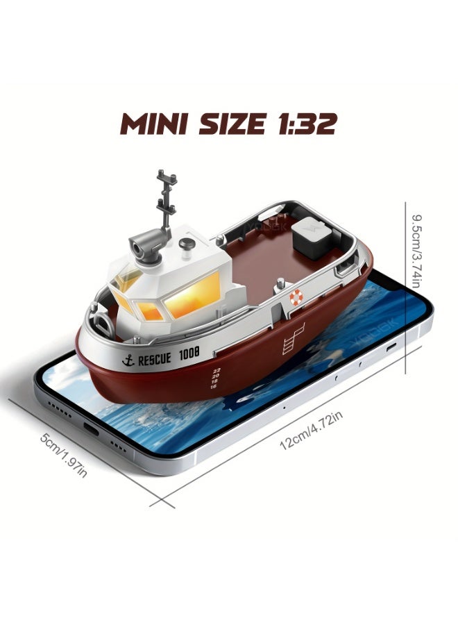 1:32 Scale Mini Rc Boat – 2.4ghz Remote Control Toy With Led Lights – Ideal Christmas Or New Year'S Gift For Kids - Image 2