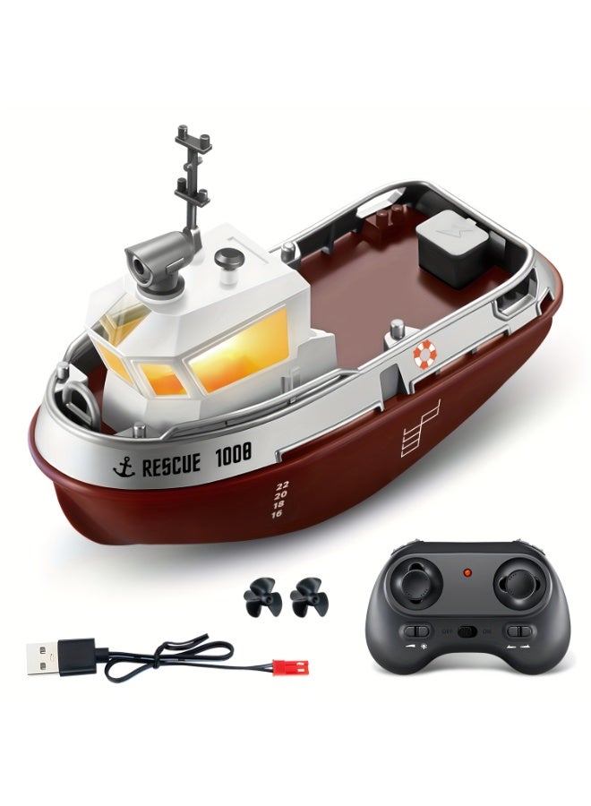 1:32 Scale Mini Rc Boat – 2.4ghz Remote Control Toy With Led Lights – Ideal Christmas Or New Year'S Gift For Kids - Image 1