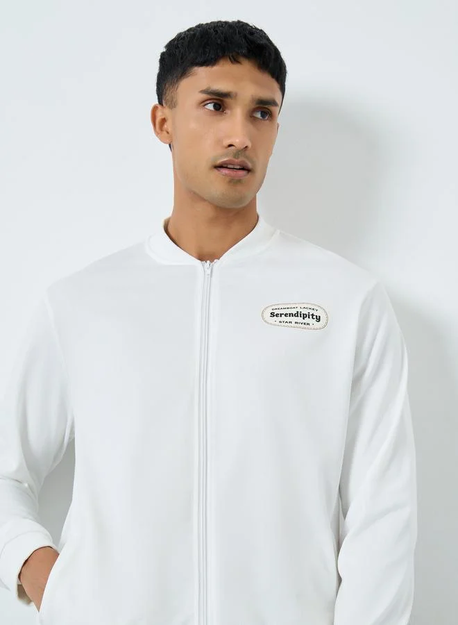 Take Two Take Two Men White Zip Up Bomber Jacket