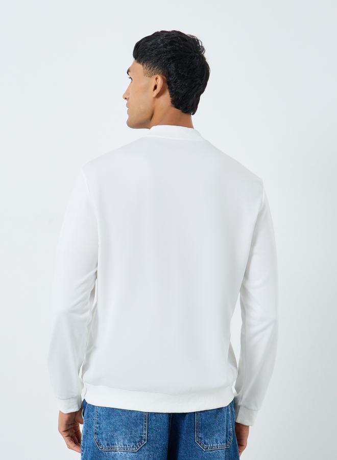 Take Two Men White Zip Up Bomber Jacket - Image 5