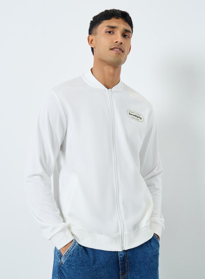 Take Two Men White Zip Up Bomber Jacket - Image 4