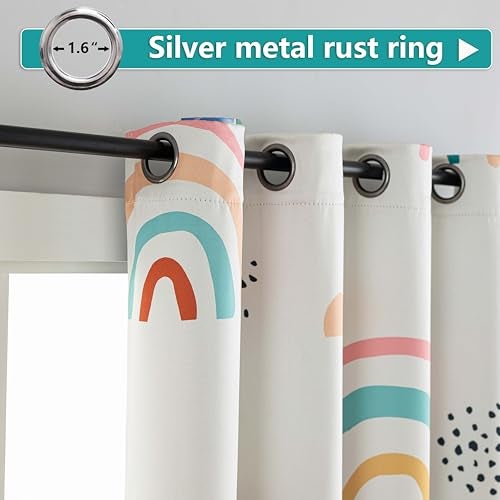 chiinvent Blackout Rainbow Curtains for Kids Cute Rainbow Room Darkening Window Curtains Decorative Cartoon Black Out Curtain for Girls Bedroom Nursery, C1, 52" x 84", 2 Panels (90% Blackout) - Image 3