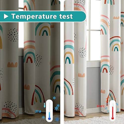 chiinvent Blackout Rainbow Curtains for Kids Cute Rainbow Room Darkening Window Curtains Decorative Cartoon Black Out Curtain for Girls Bedroom Nursery, C1, 52" x 84", 2 Panels (90% Blackout) - Image 4