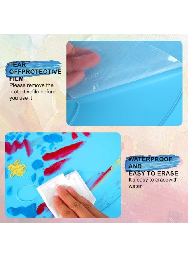 FAYET 2-Pack Clear Acrylic Paint Palettes, Transparent Non-Stick Mixing Trays with Thumb Hole, Wet Palette Style for Acrylic/Oil/ Watercolor, Artists, Students & Kids Crafts (30×20cm) - Image 5