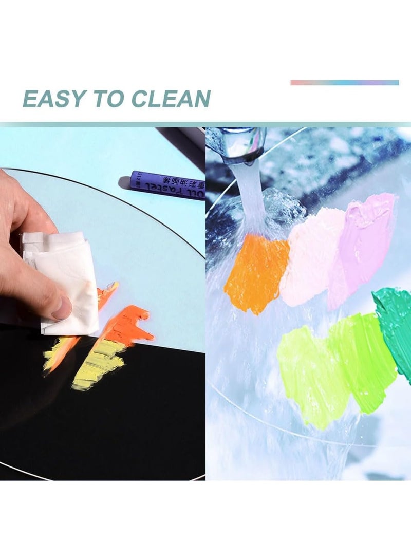 FAYET 2-Pack Clear Acrylic Paint Palettes, Transparent Non-Stick Mixing Trays with Thumb Hole, Wet Palette Style for Acrylic/Oil/ Watercolor, Artists, Students & Kids Crafts (30×20cm) - Image 3