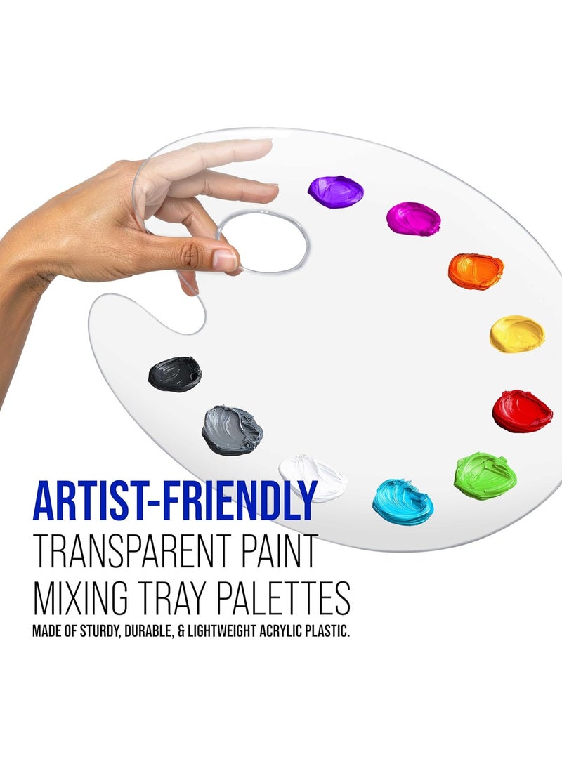 FAYET 2-Pack Clear Acrylic Paint Palettes, Transparent Non-Stick Mixing Trays with Thumb Hole, Wet Palette Style for Acrylic/Oil/ Watercolor, Artists, Students & Kids Crafts (30×20cm) - Image 4