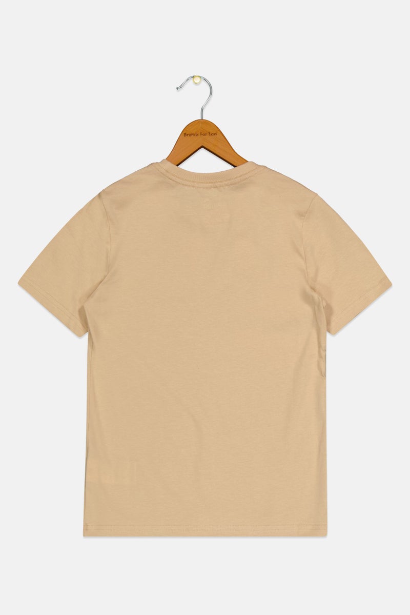 PUMA ملابس رياضية للأطفال الأولاد قميص قصير الأكمام مناسب في الهواء الطلق، بيج - Image 3