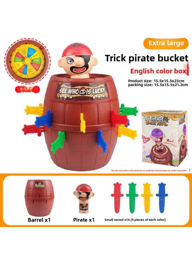 One Piece Crocodile Finger Biting Toy Shark Tooth Extraction Parent-Child Game Evil Dog Biting Toy Tricky Props-Color:[english Color Box] H9898 Extra Large Model - Pirate Bucket (with Turntable) 595g - Image 1