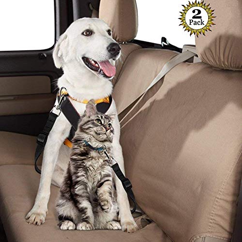 WapaW Dog Seat-Belt, Adjustable Black Nylon Vehicle Tether For Pets, Cat Car Restraint Lead (Pack Of 2, Black, 12 Cm) - Image 4