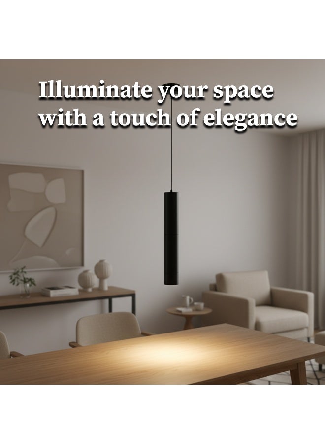 ALFRIDAY Minimal Cylinder Pendant Light — 15W Integrated LED, Matte Black, 3000K, Surface Mount - Image 4