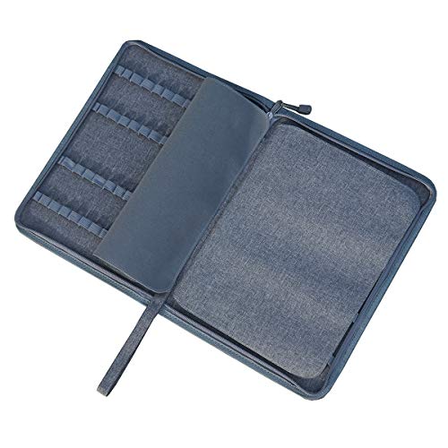erofa 48 Slots Gray Fountain Pen Case, Canvas Pen Holder Display Pouch Bag Storage Large Capacity Water Resistant - Image 1