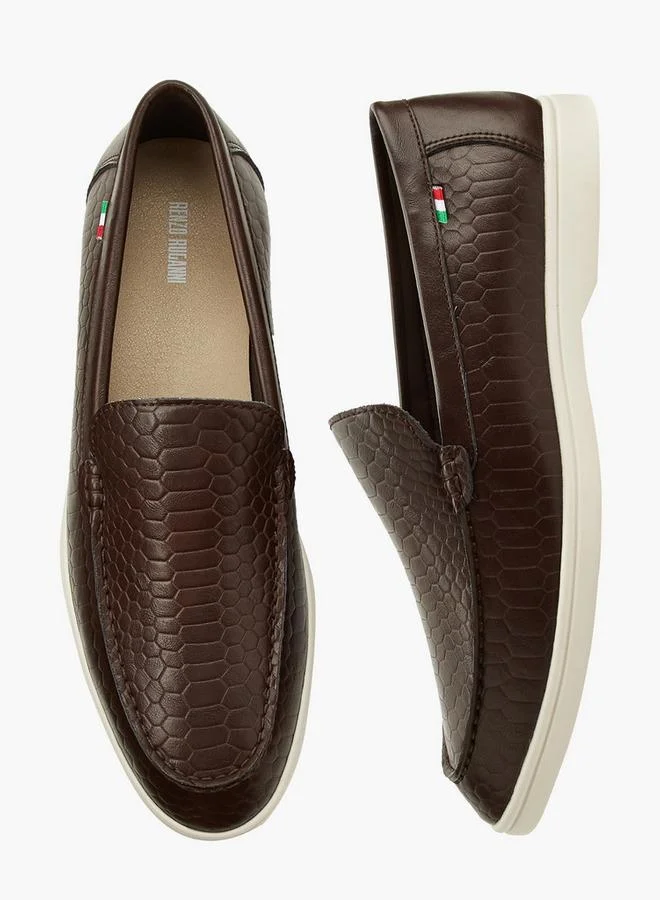 رينزو روجاني Men Textured Slip-On Loafers