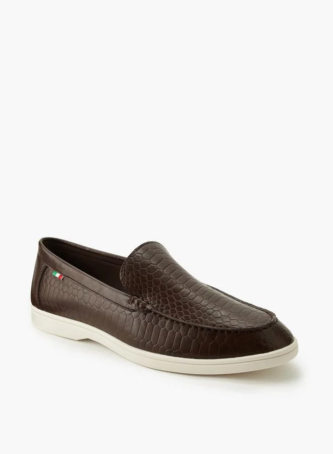 رينزو روجاني Men Textured Slip-On Loafers