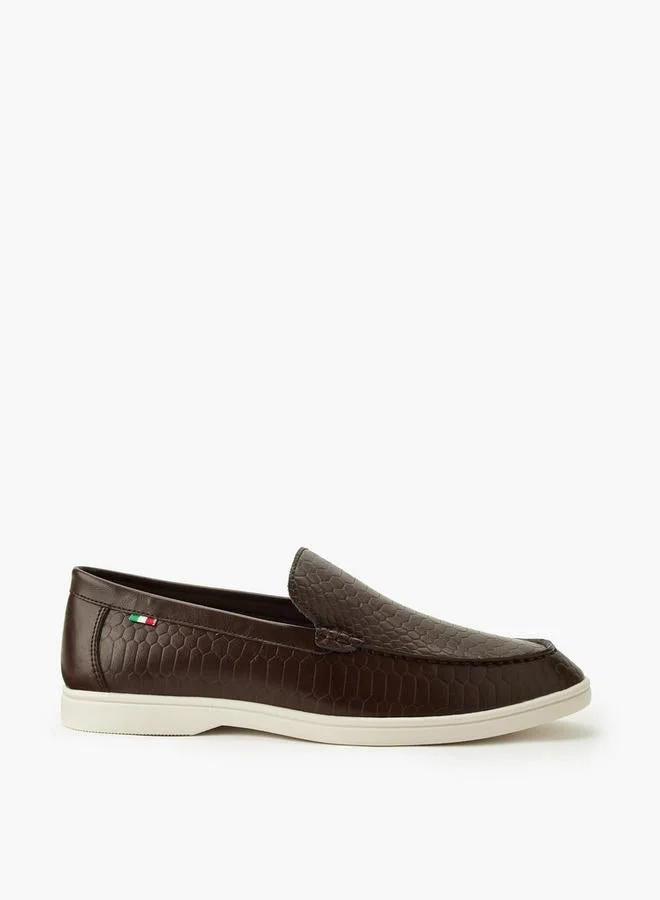 Renzo Ruganni Men Textured Slip-On Loafers