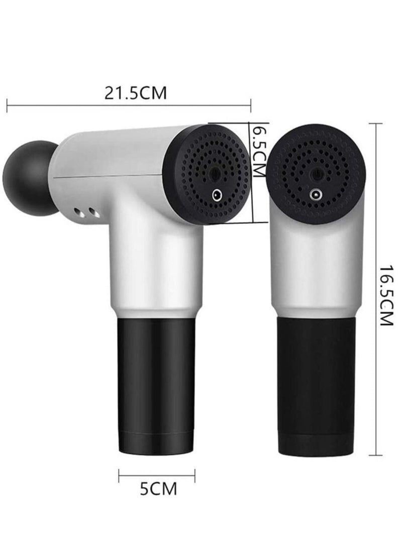 Massage Gun, Percussion Muscle Massager Deep Tissue Massage Gun for Pain Relief with 4 Massage Heads 6 Speed High-Intensity Vibration Super Quiet Cordless Handheld (SILVER) - Image 5