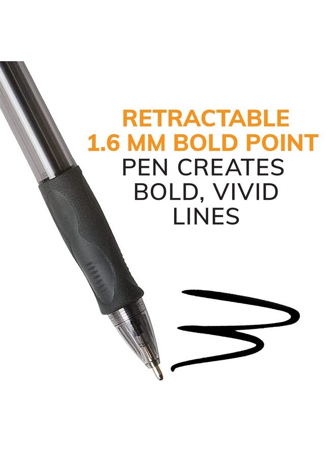 بيك أقلام حبر جاف BIC Glide Bold Black، رأس عريض (1.6 مم)، عبوة من 12 قلمًا، أقلام حبر جاف قابلة للسحب مع قبضة كاملة مريحة - Image 4