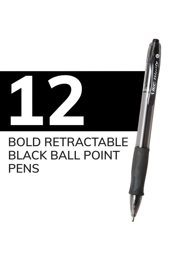 بيك أقلام حبر جاف BIC Glide Bold Black، رأس عريض (1.6 مم)، عبوة من 12 قلمًا، أقلام حبر جاف قابلة للسحب مع قبضة كاملة مريحة - Image 2