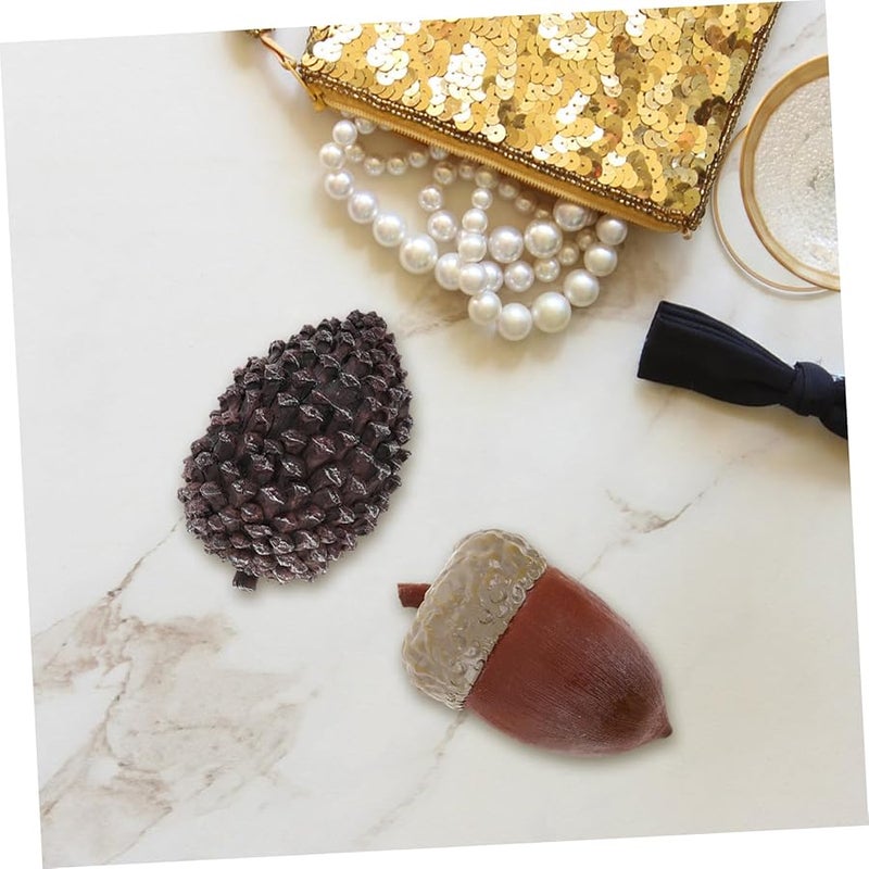 توتوريتي 2 قطعة صندوق إخفاء المفاتيح على شكل مخروط الصنوبر واقعي شكل جوزة البلوط ديكور المنزل والحديقة الخارجية - Image 5