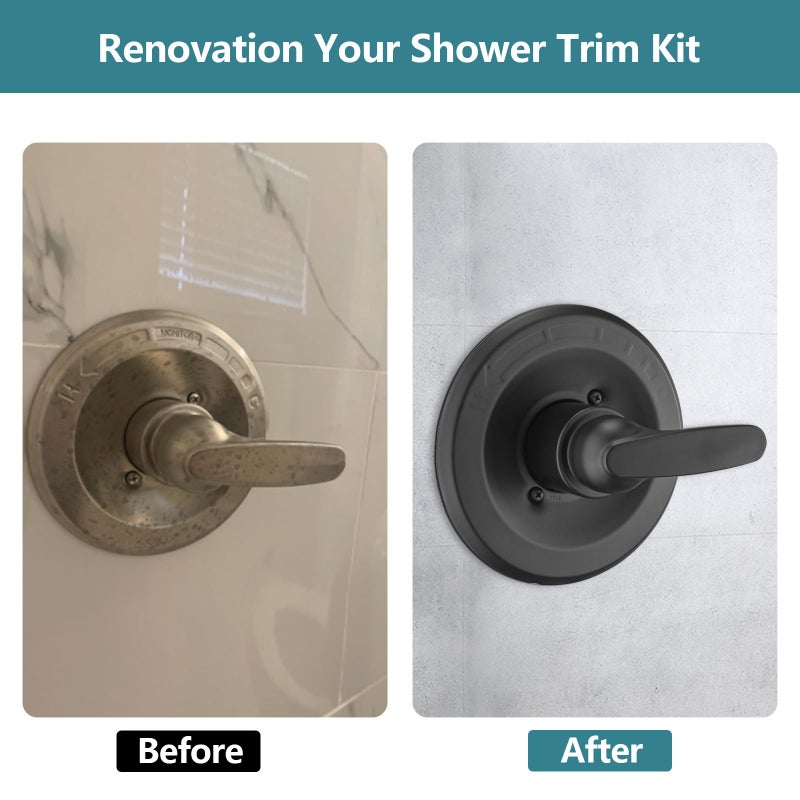 Ultrimkit Replacement For Delta 1300/1400 & 13/14 Series Shower Trim Kit  Shower Cover Plate With Handle (Valve& Catridge Not Inclued) (Matte Black) - Image 4