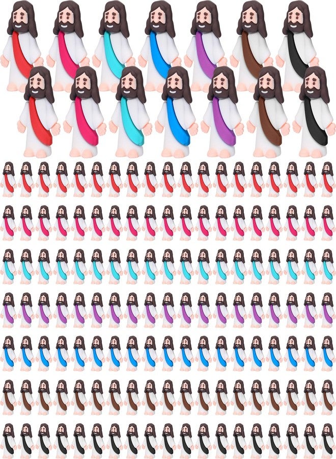 Barydat 300 Pack Mini Jesus Figurines Bulk Tiny Jesus Figures Christ Savior Religious Party Favors Pocket Rubber Toys to Hide and Seek for Easter Church Sunday School Baptism Gifts(Multicolor) - Image 1