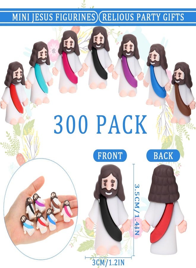 Barydat 300 Pack Mini Jesus Figurines Bulk Tiny Jesus Figures Christ Savior Religious Party Favors Pocket Rubber Toys to Hide and Seek for Easter Church Sunday School Baptism Gifts(Multicolor) - Image 2