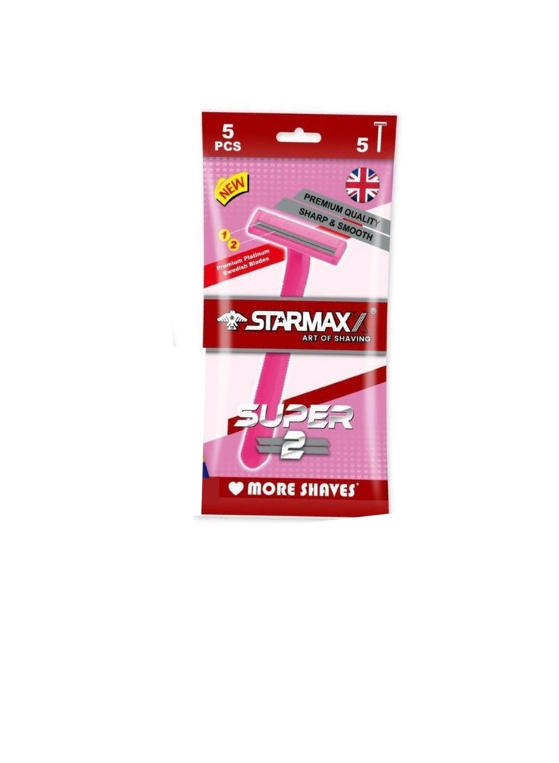 STARMAXX TWIN SUPER PINK RAZOR POUCH OF 5