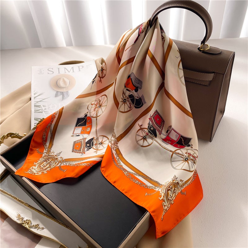 Factory wholesale scarves ladies scarf shawls 70cm Korean small square silk satin printed spring and summer sunscreen scarf  - Image 5