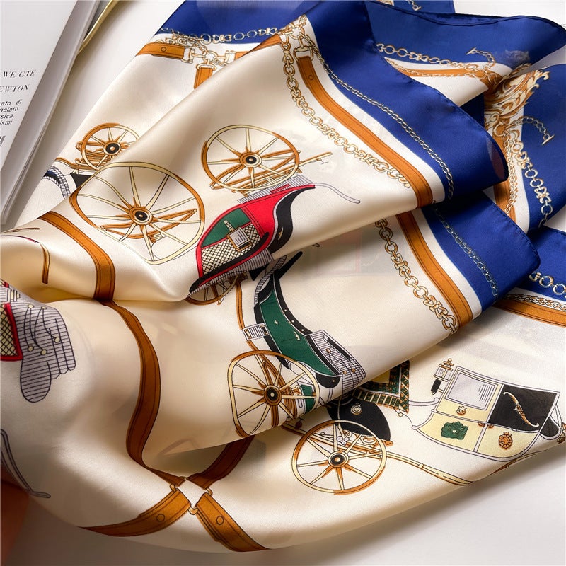 Factory wholesale scarves ladies scarf shawls 70cm Korean small square silk satin printed spring and summer sunscreen scarf  - Image 4