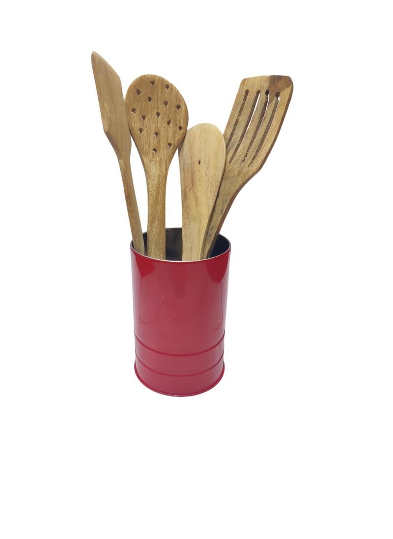 C DEVICE C DEVICE Stainless Steel Spoon Holder Spoons Stand chammach Stand Spoon Holder for Kitchen Cutlery Holder Spoon Stand Spoon Rack Spoon Stand for Kitchen 15 x 10 Red  - Image 4