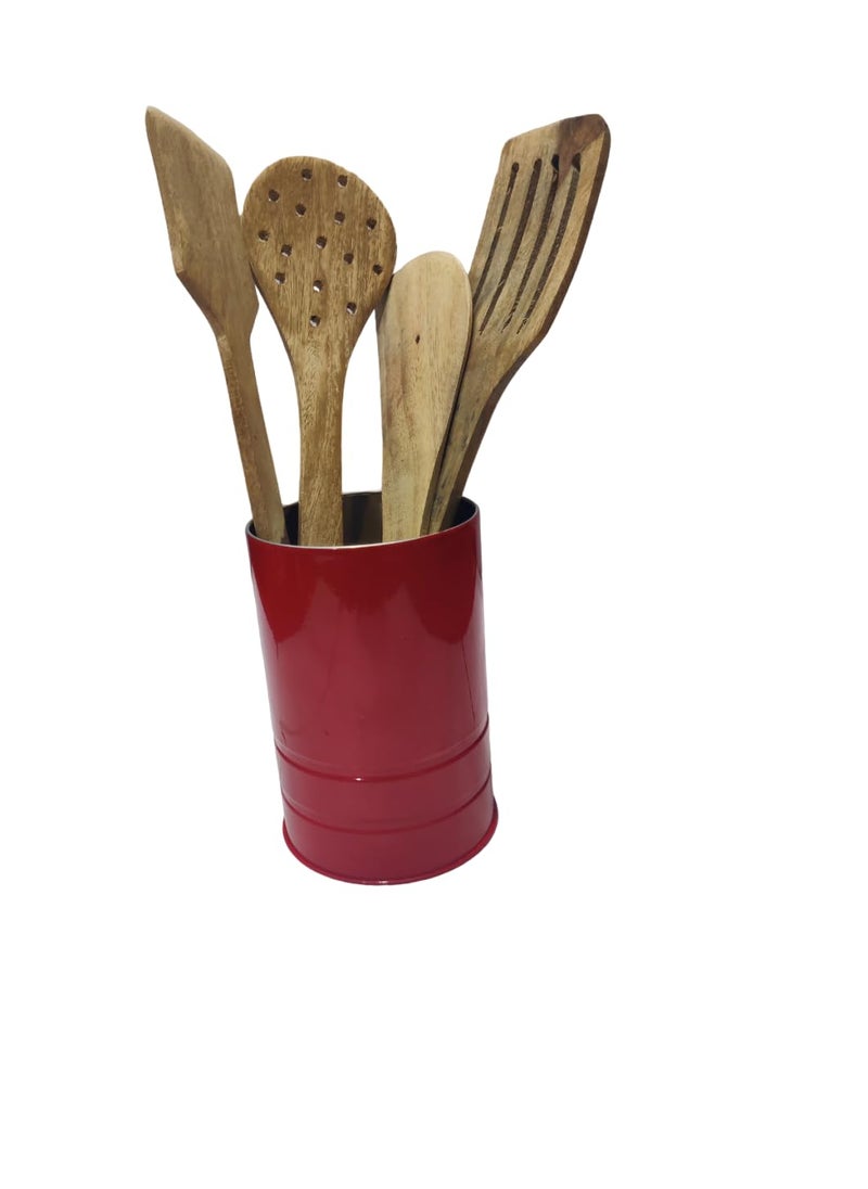 C DEVICE C DEVICE Stainless Steel Spoon Holder Spoons Stand chammach Stand Spoon Holder for Kitchen Cutlery Holder Spoon Stand Spoon Rack Spoon Stand for Kitchen 15 x 10 Red  - Image 3