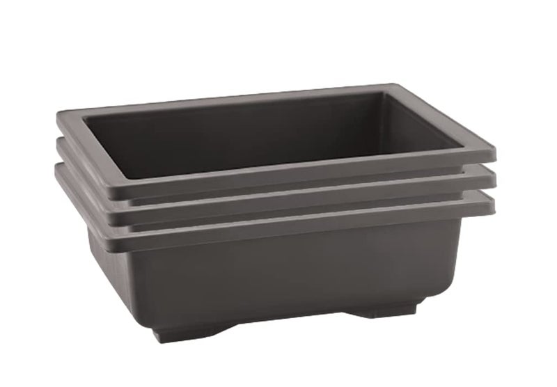 SHOPATHON INDIA Black Rectangle Shallow Premium Plastic Bonsai Species Tree Plantation Pot for Dwarf Umbrella Ficus Adenium Jade Maple Snow Rose Plants - 12 Inch 3 Pots - Image 1