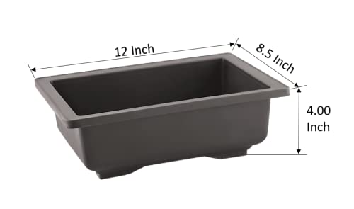 SHOPATHON INDIA Black Rectangle Shallow Premium Plastic Bonsai Species Tree Plantation Pot for Dwarf Umbrella Ficus Adenium Jade Maple Snow Rose Plants - 12 Inch 3 Pots - Image 3
